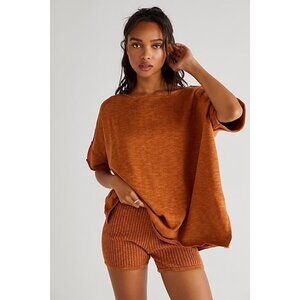 Free People Orange Cozy Crew Neck Sweater